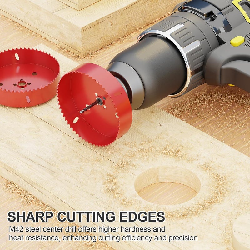 FIVELAKE 4-1/4" (108mm) Bi-Metal M42 High Speed Steel Hole Saw with Pilot Drill Bit, Smooth Cutting Edge for PVC, Drywall, Wood, Plastic, Gypsum Board, Rubber, Thin Metal - Image 3